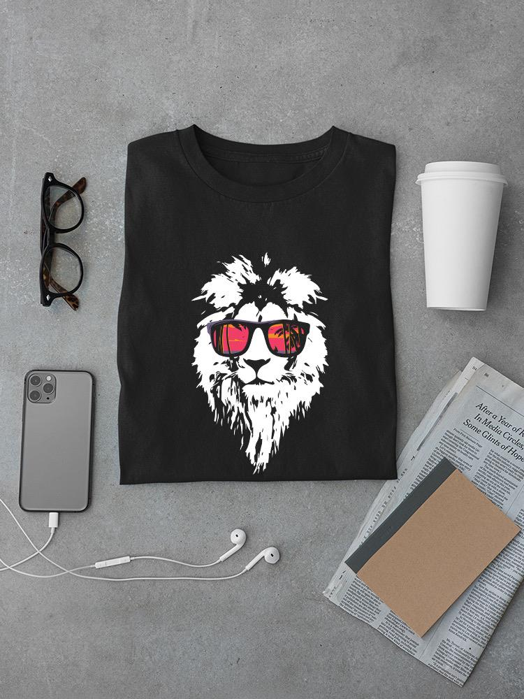 Lion with sunglasses T-shirt by SmartPrintsInk Designs, featuring a bold lion graphic on casual apparel.