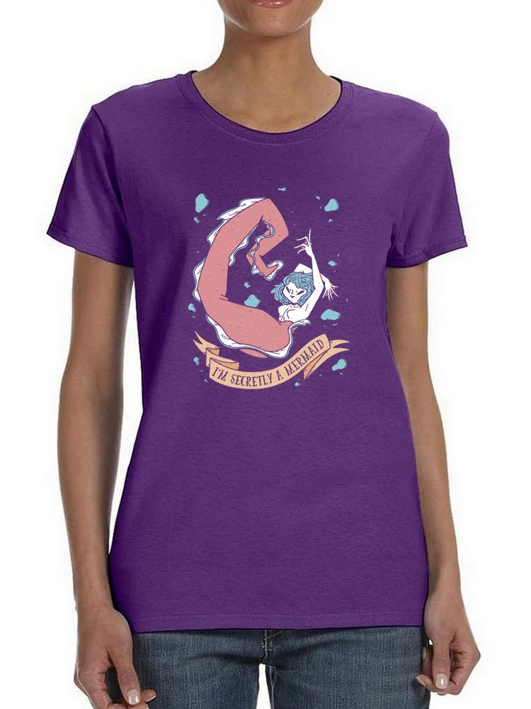 Secretly A Mermaid T-shirt by Start2Finish featuring a colorful mermaid graphic on a casual apparel shirt