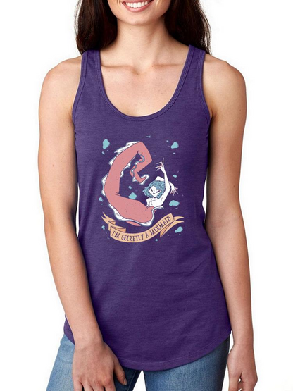 Start2Finish Secretly A Mermaid T-shirt in black, featuring a colorful mermaid design on soft cotton apparel.