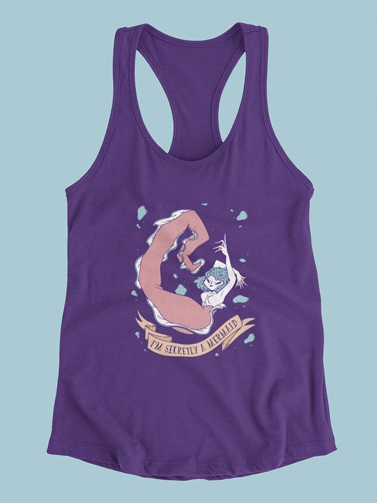 Secretly A Mermaid T-shirt from SmartPrintsInk Designs, featuring a colorful mermaid graphic on casual apparel.