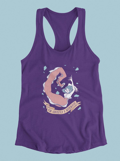 Secretly A Mermaid T-shirt from SmartPrintsInk Designs, featuring a colorful mermaid graphic on casual apparel.