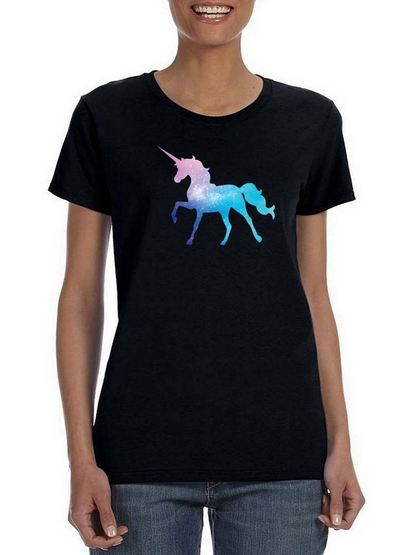 Colorful watercolor unicorn T-shirt by Start2Finish, featuring a whimsical unicorn design on soft apparel.
