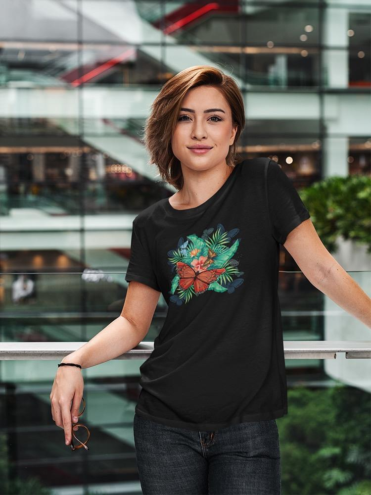 Start2Finish Flower with Butterflies T-shirt featuring colorful floral and butterfly print on soft fabric.