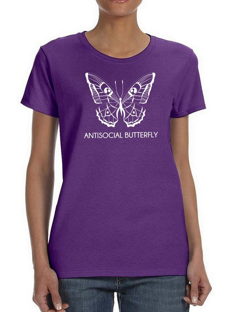 Start2Finish Antisocial Butterfly T-shirt featuring a black shirt with a colorful butterfly graphic and bold "Antisocial" text.