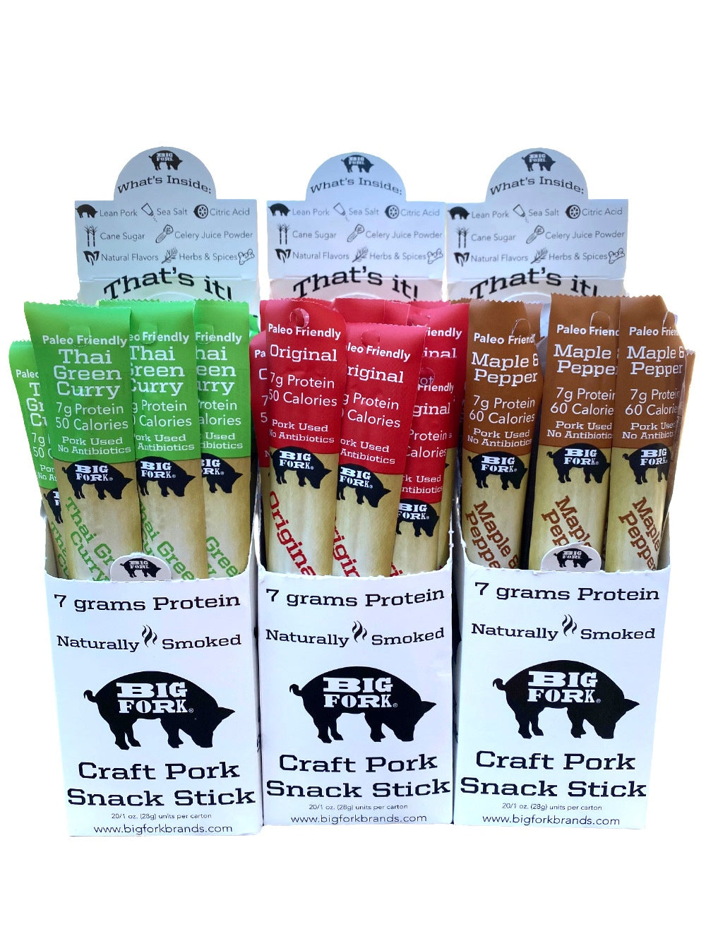 Start2Finish Craft Pork Snack Stick Collection featuring 60 flavorful pork snack sticks arranged on a white surface.