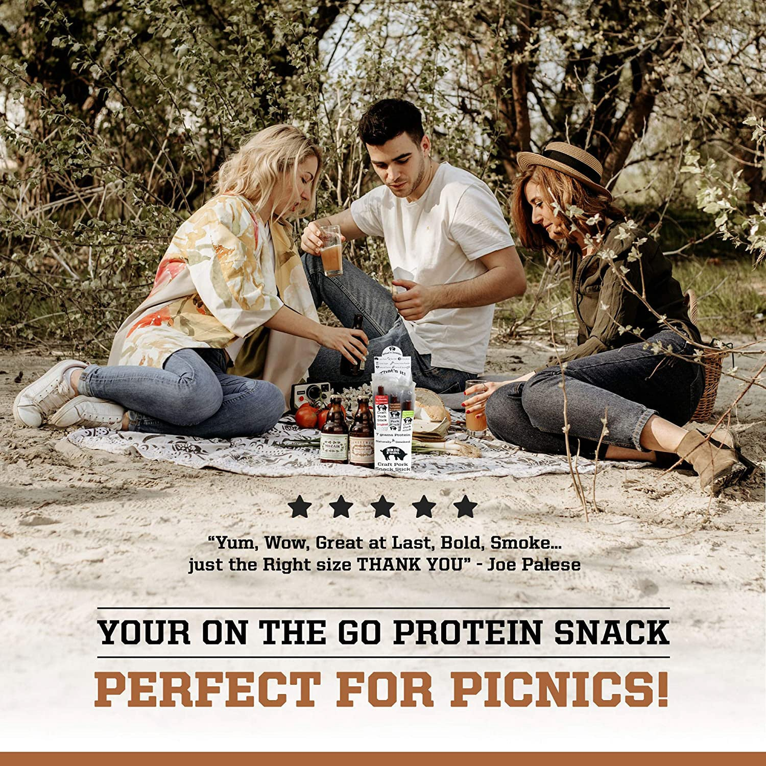 Start2Finish Craft Pork Snack Stick Collection with 60 savory pork snack sticks arranged in a group, ready for snacking.