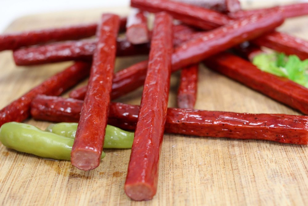 Start2Finish Craft Pork Snack Stick Collection featuring 60 savory pork snack sticks on a white background.
