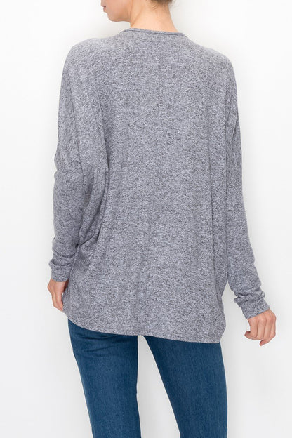 Grey Yellow Hera cutout front long sleeve top, stylish women&