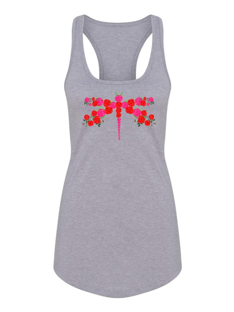 Start2Finish Dragonfly made of flowers T-shirt featuring a colorful floral dragonfly design on soft apparel fabric.