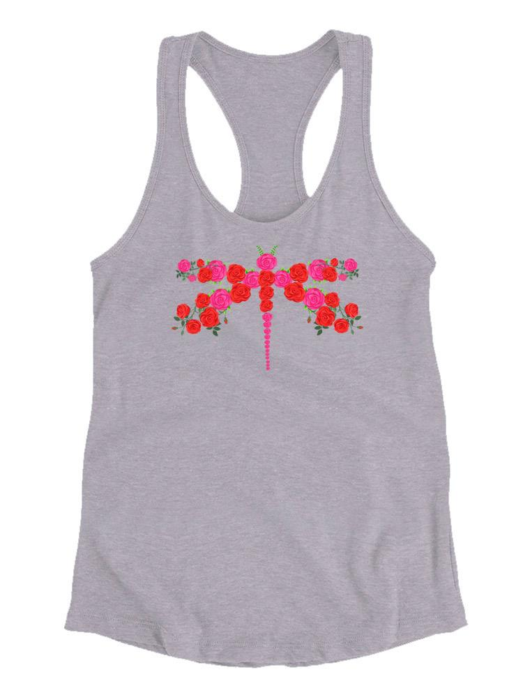Start2Finish Dragonfly Made Of Flowers T-shirt featuring a colorful floral dragonfly design on soft apparel fabric.