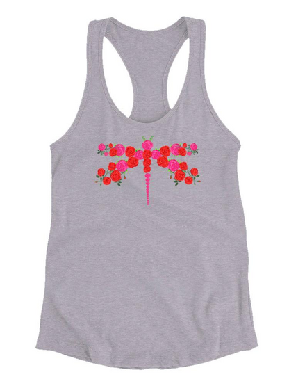 Start2Finish Dragonfly Made Of Flowers T-shirt featuring a colorful floral dragonfly design on soft apparel fabric.