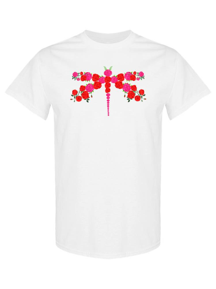 Start2Finish Dragonfly Made of Flowers T-shirt with colorful floral dragonfly design on soft apparel fabric.
