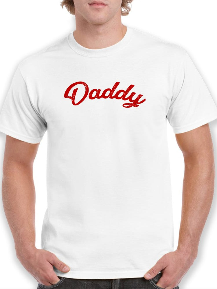 Black Daddy Text T-shirt by SmartPrintsInk Designs, featuring bold white lettering on a comfortable casual apparel shirt.