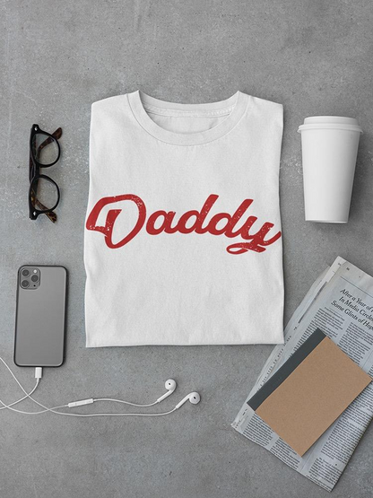 Start2Finish Daddy Text T-shirt in black with white lettering, casual apparel designed by SmartPrintsInk Designs.