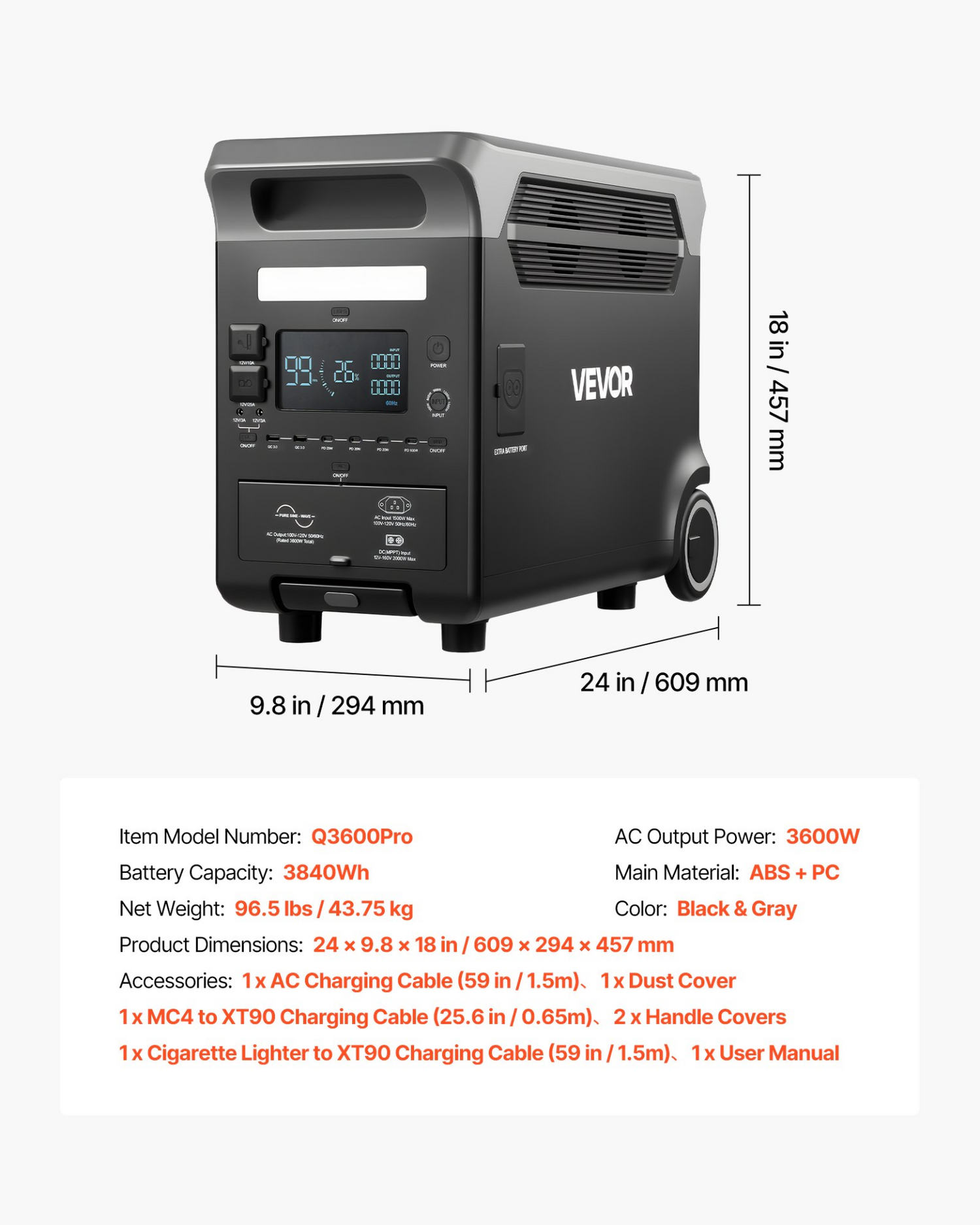 Start2Finish VEVOR portable power station with 10 output ports, expandable LiFePO4 battery, ideal for camping and home backup.
