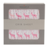 Pink deer cotton muslin crib sheet for babies with a soft pink and white deer pattern, from Start2Finish.