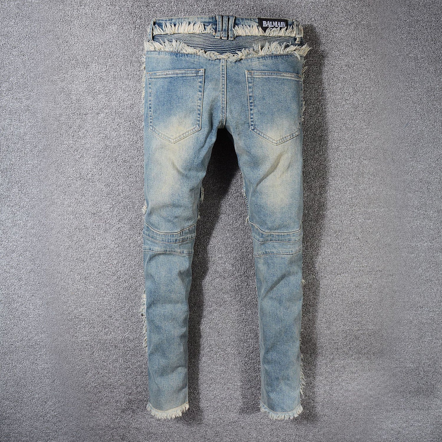 Pear Daisy denim feet moto pants for home and garden, featuring durable denim fabric and moto style design.