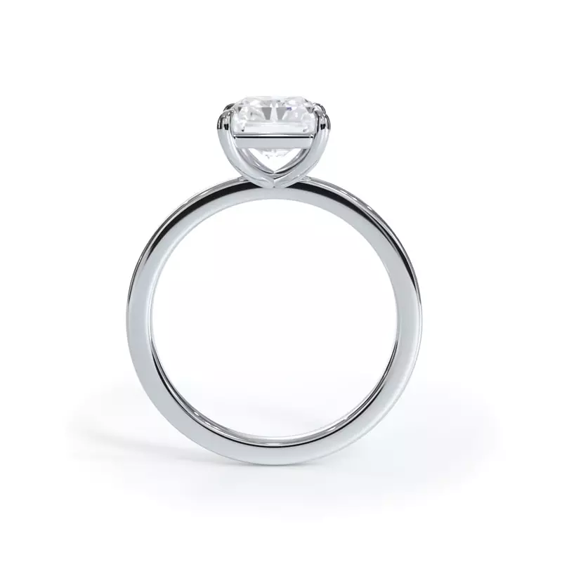 Start2Finish 14K white gold lab-grown emerald cut diamond solitaire engagement ring with G-VS clarity, 2 carats total weight.