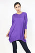 Yellow Hera oversized purple shirt dress displayed on a hanger, showcasing its relaxed fit and stylish design.
