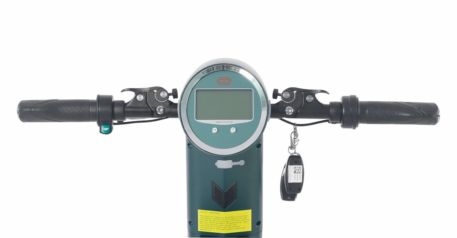 Start2Finish Cruzaa electric scooter in Magno Green with Bluetooth speakers, USB port, 45km range, and 35km/h top speed.