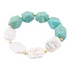 Start2Finish Hepburn blue magnesite and pearl chunky stretch bracelet with gold accents, jewelry accessory featuring vibrant blue stones and pearls.