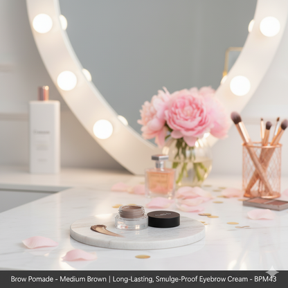 Start2Finish Brow Pomade in Medium Brown, long-lasting and smudge-proof eyebrow cream with a creamy texture and precise application