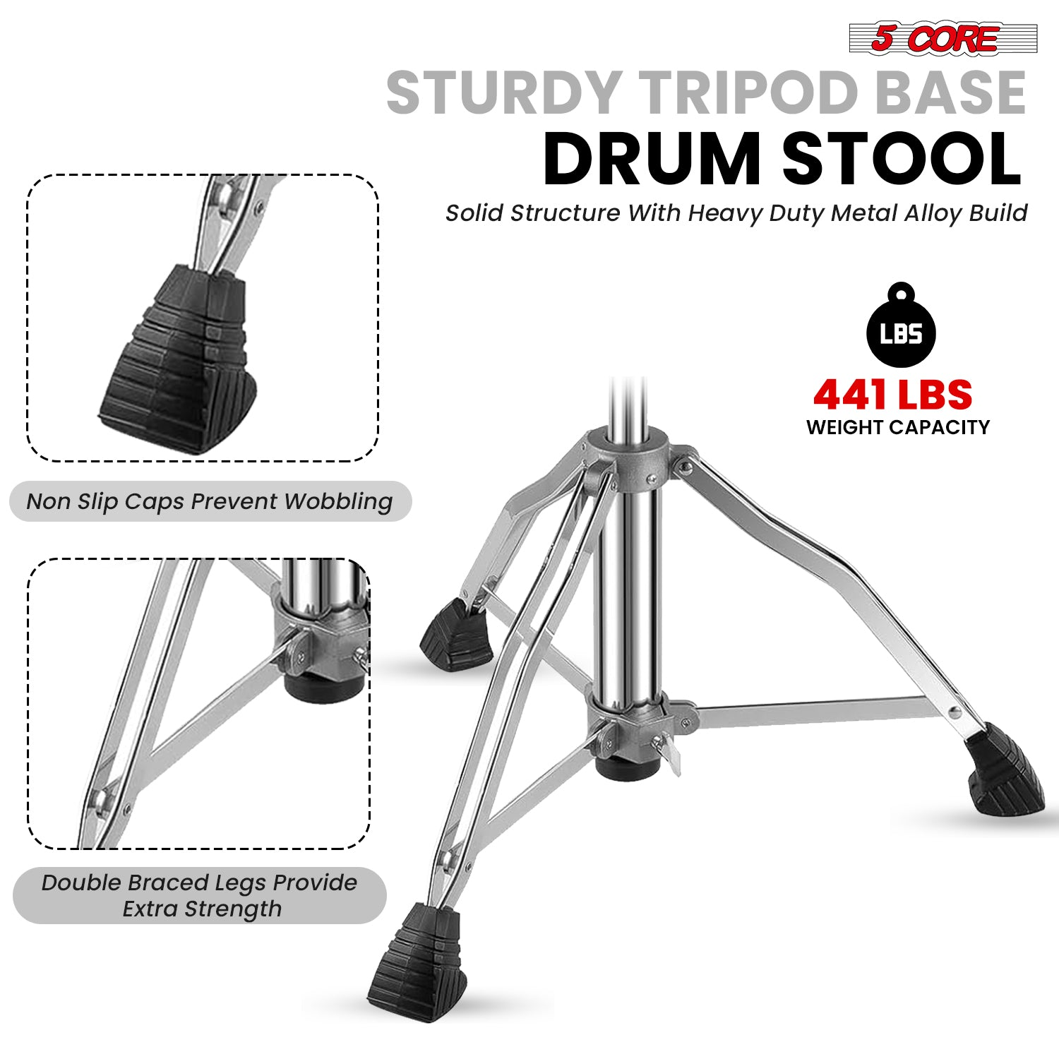 Start2Finish 5 Core Drum Throne with 4-inch padded seat, backrest, and airlift adjustable ergonomic drummer stool for musical instruments.