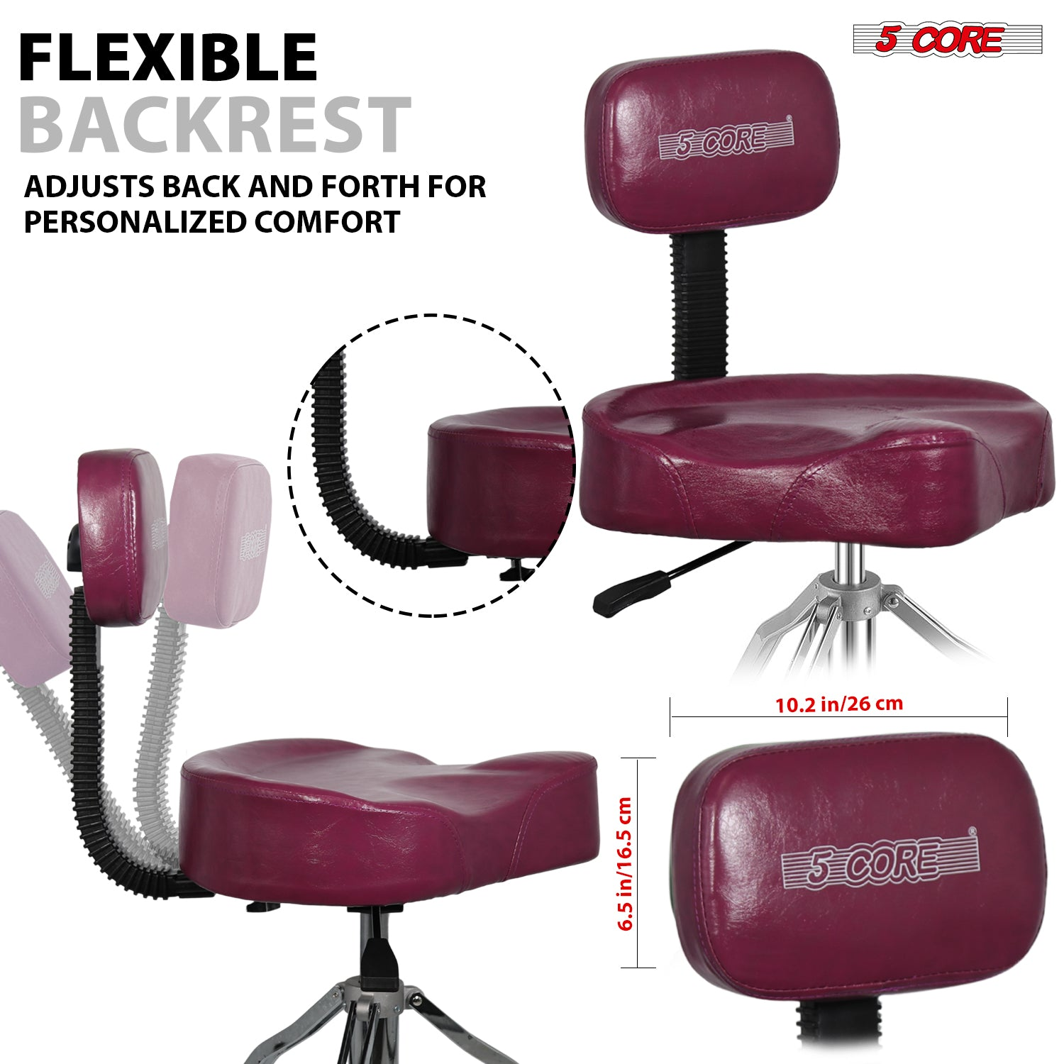 Start2Finish 5 Core Drum Throne with padded seat, backrest, and airlift adjustment for ergonomic comfort during drumming sessions.