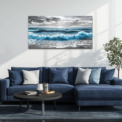 Monoch romatic Seascape Canvas Wall Art 20x40 Inches