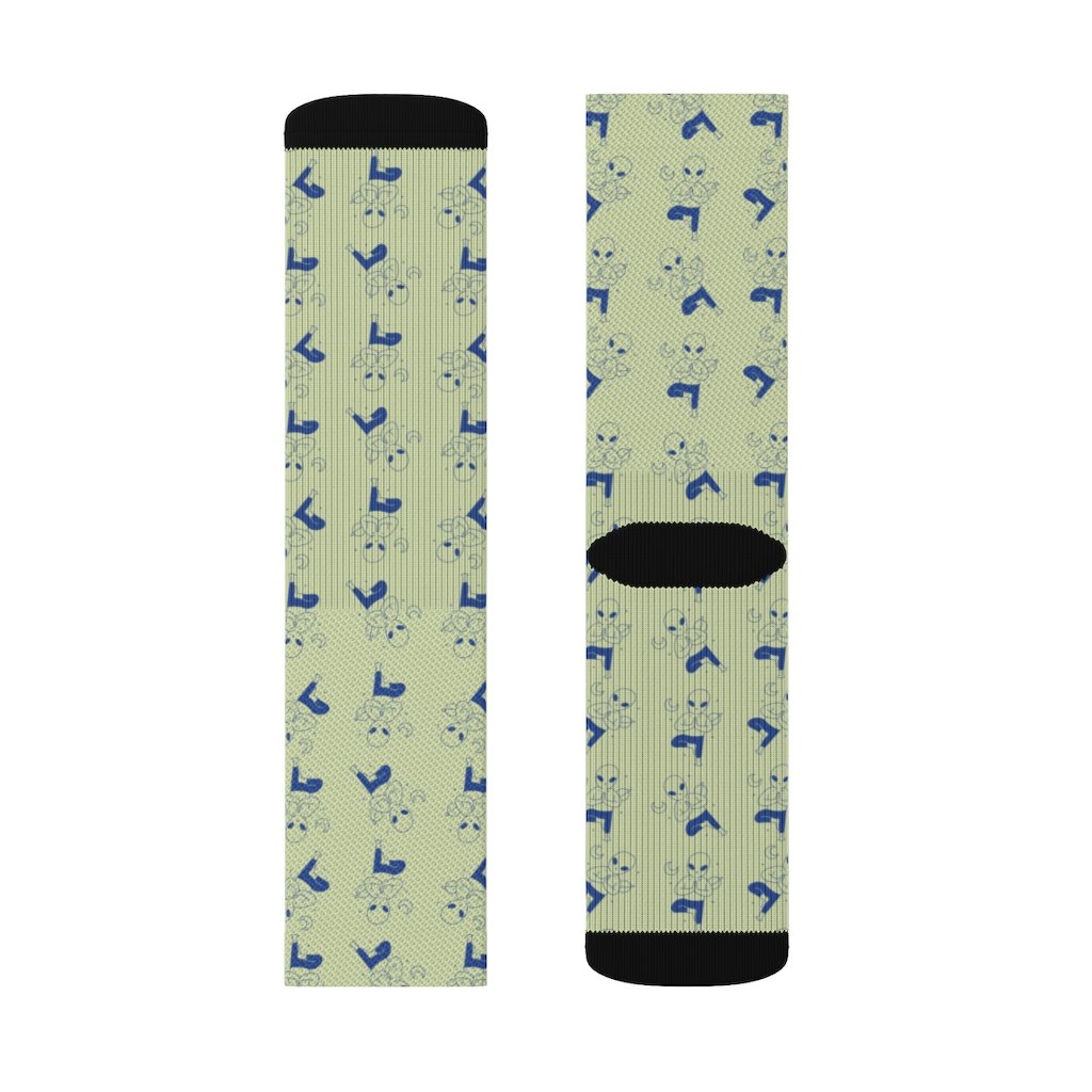 Yellow Pandora Alien Yoga Socks featuring colorful alien and galaxy designs, comfortable stretch fit for yoga and casual wear.