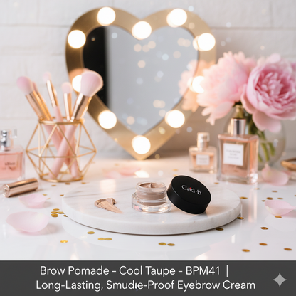 Start2Finish Brow Pomade in Cool Taupe, long-lasting smudge-proof eyebrow cream with a smooth, creamy texture and defined applicator.