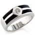 Turquoise Tiger rhodium brass ring featuring a large AAA grade clear cubic zirconia stone on a sleek band.