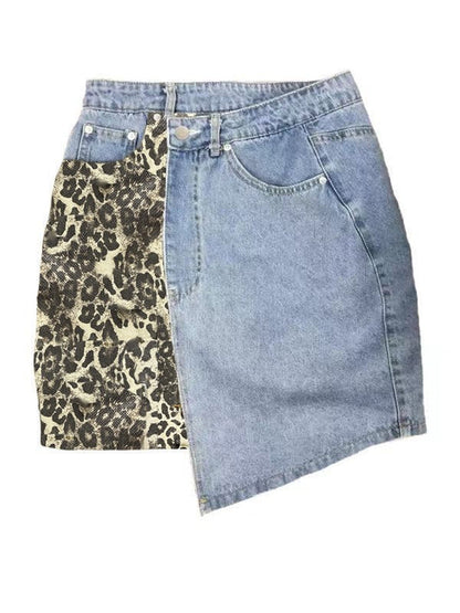Automotive denim skirt by Jade Icarus with stylish design and detailed stitching, displayed on a mannequin.