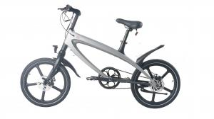 Start2Finish Carbon Black E-Bike with built-in speakers and Bluetooth, showing sleek design and control panel for outdoor riding.