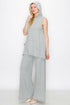 Yellow Hera gray sleeveless hooded top and wide-leg pants set, casual clothing for comfortable, stylish wear.