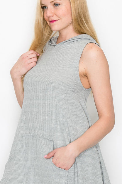 Gray sleeveless hooded top and wide-leg pants set by Yellow Hera, casual clothing ensemble with relaxed fit and comfortable fabric.