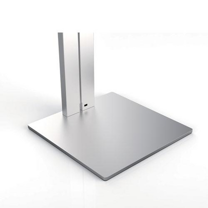 Silver and charcoal gray floor stand tablet holder by Start2Finish, designed for secure tablet support in electronics setup.