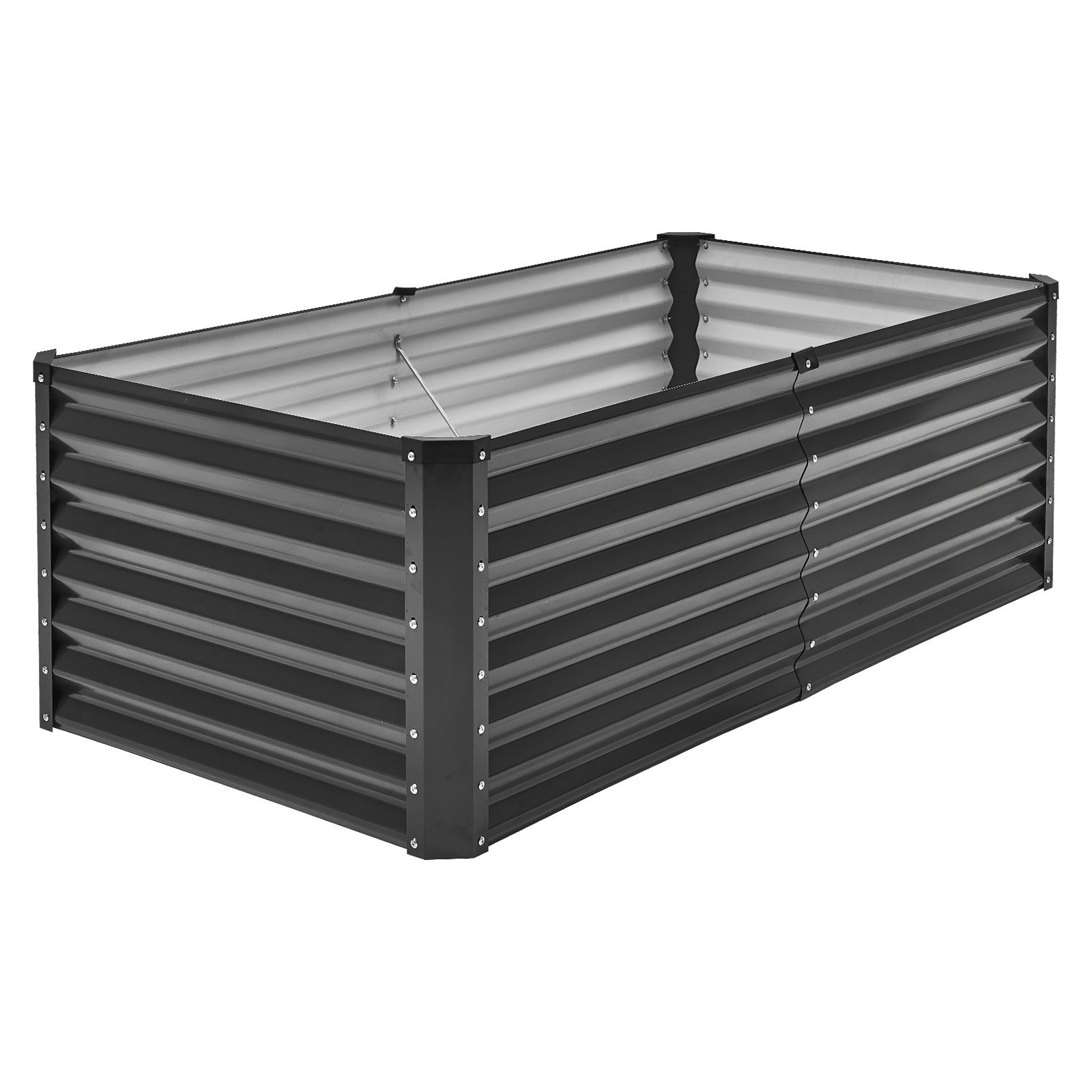 Start2Finish VEVOR metal raised garden bed, 6x3x2 ft galvanized planter box for vegetables, flowers, herbs, and succulents outdoors.