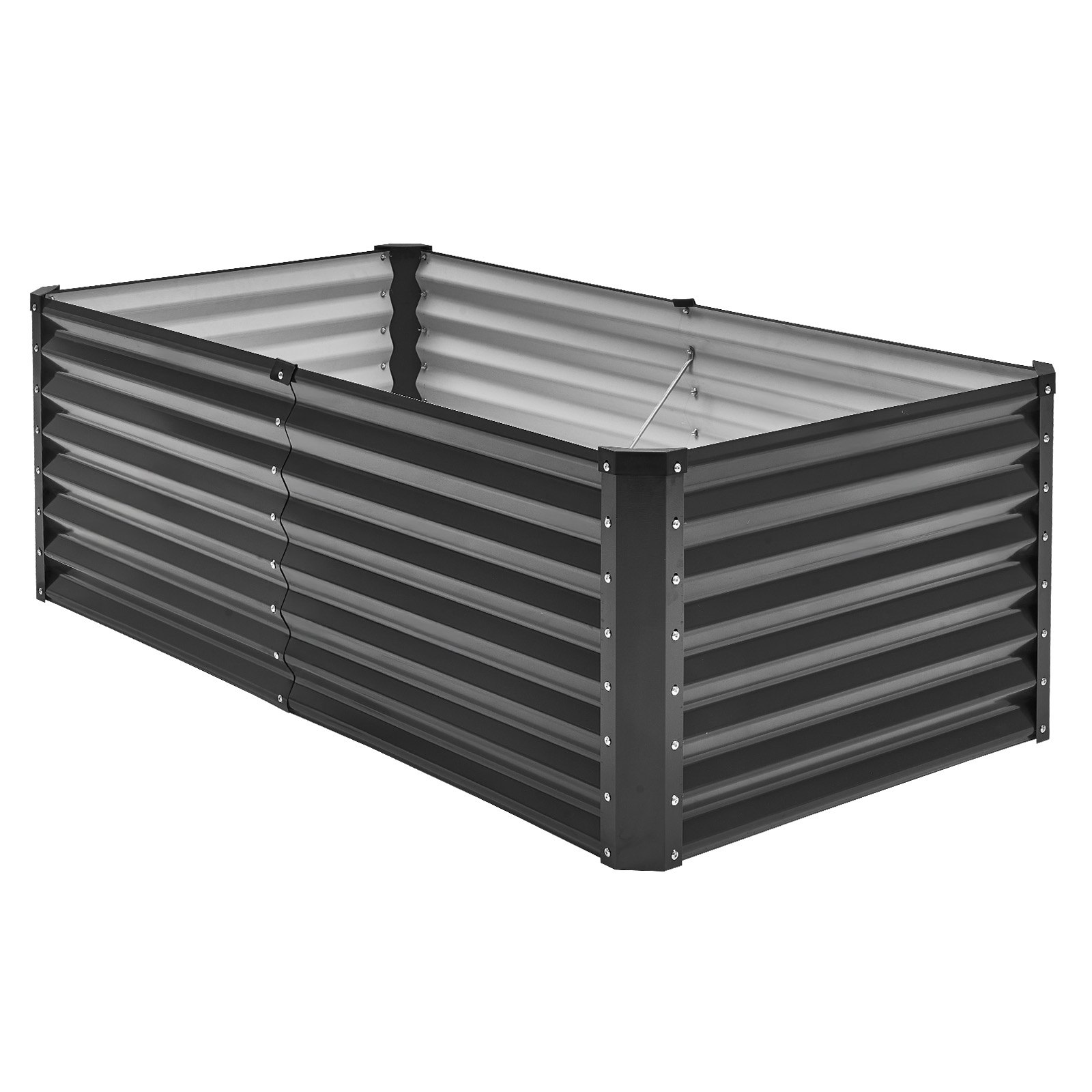 Start2Finish VEVOR metal raised garden bed, 6x3x2 ft galvanized planter box with open bottom for vegetables, flowers, and herbs.