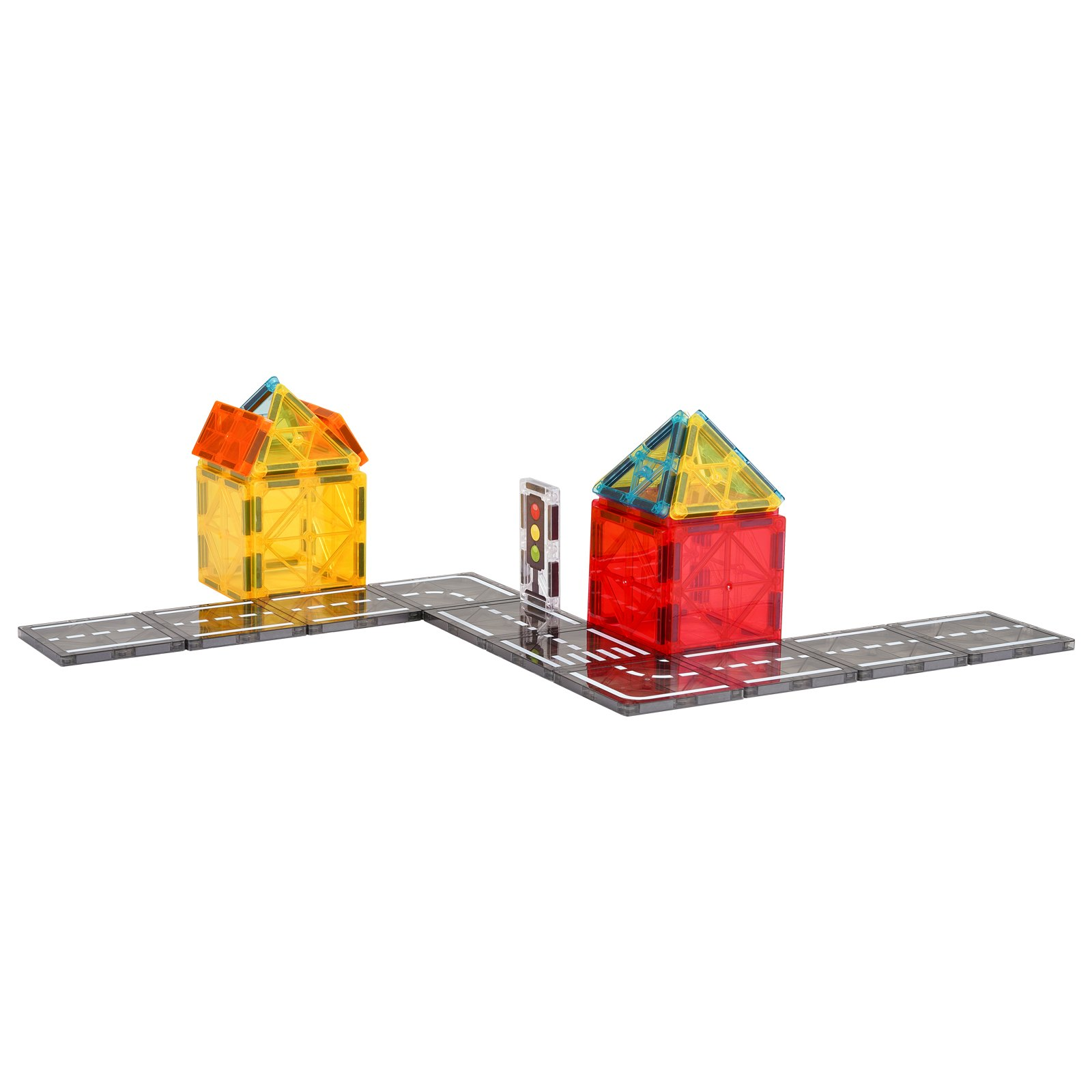 Start2Finish VEVOR Magnetic Tiles 56-piece magnetic road building set for kids, with storage bag, STEM sensory city construction toy.