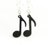 Red Sunflower music note earrings featuring delicate silver design, perfect for music lovers and stylish accessories.