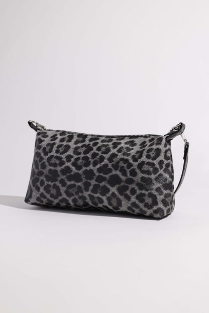 Lavender Tartarus leopard print crossbody handbag with adjustable strap and gold-tone hardware, stylish and lightweight for everyday use.