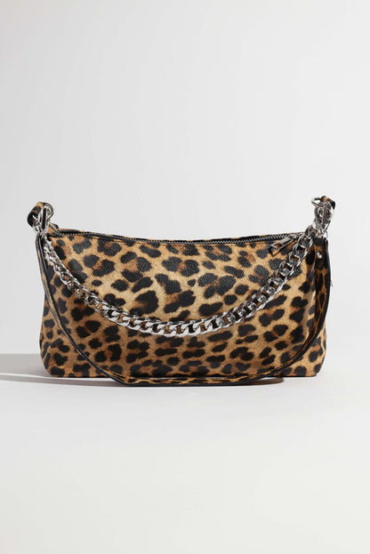 Lavender Tartarus leopard print crossbody handbag with adjustable strap and gold-tone hardware, stylish and versatile accessory.