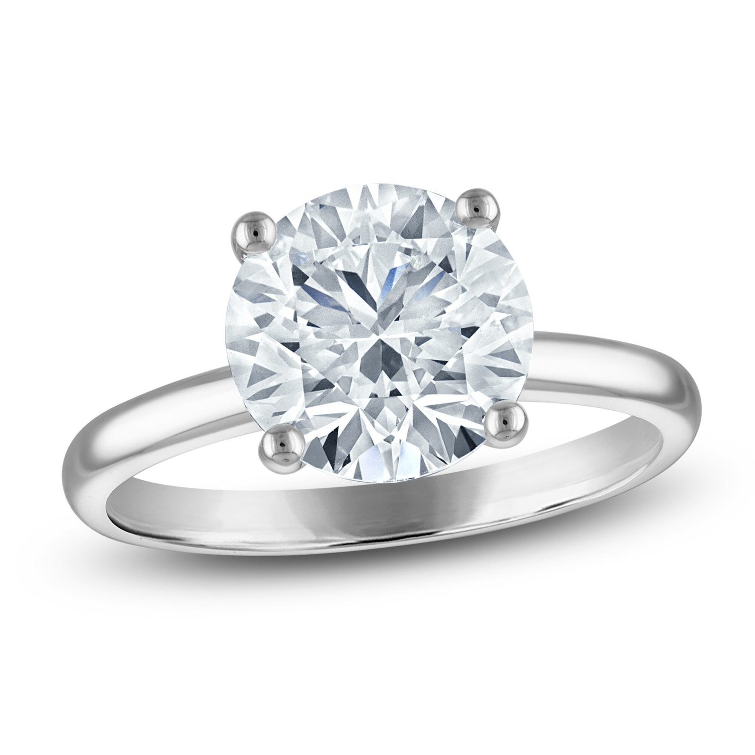 Start2Finish 3.50 CTW round lab-grown diamond solitaire engagement ring in 14K white gold with F/VS clarity, AGI certified.