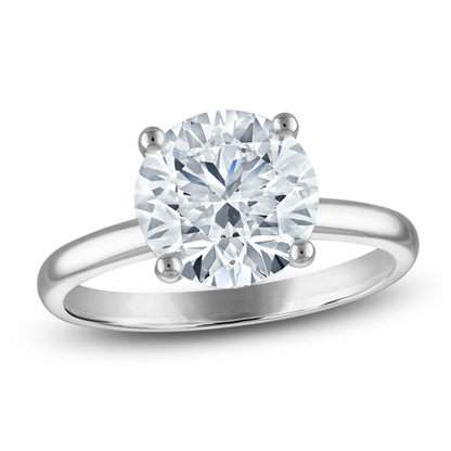 Start2Finish 3.50 CTW round lab-grown diamond solitaire engagement ring in 14K white gold with F/VS clarity, AGI certified.