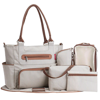 White large capacity diaper bag by Maroon Asteria, stylish baby parenthood accessory with multiple compartments for moms.