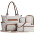 White large capacity diaper bag by Maroon Asteria with multiple compartments for baby essentials and parent accessories.