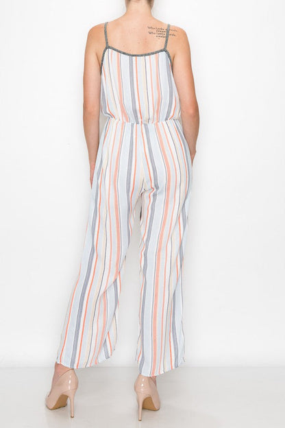 Orange front tie cropped jumpsuit by Yellow Hera, showing a stylish sleeveless design with a fitted waist and cropped length.