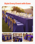 Start2Finish VEVOR purple polyester spandex chair covers for wedding and event seating, fits up to 17.7 x 18.1 x 30.3 inches