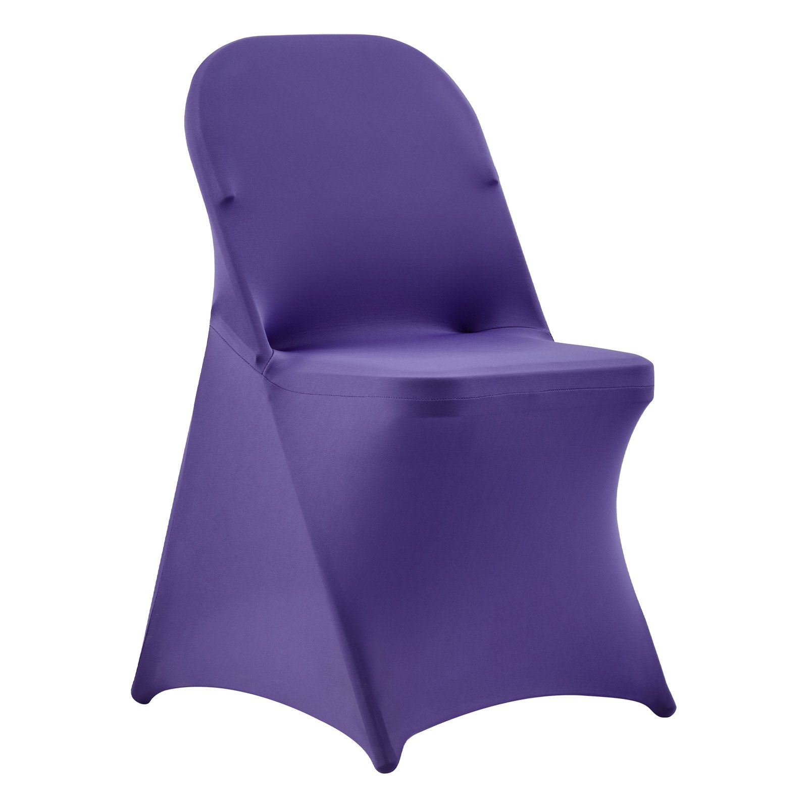 Start2Finish VEVOR 50-pack purple polyester spandex chair covers for wedding, party, and banquet event chairs.